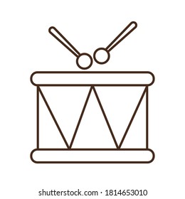 drum instrument line style icon design, Music sound melody song musical art and composition theme Vector illustration