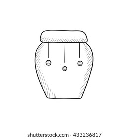 Drum instrument vector sketch icon isolated on background. Hand drawn Drum instrument icon. Drum instrument sketch icon for infographic, website or app.