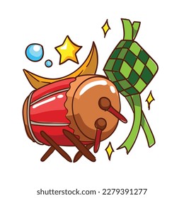 drum and ketupat on Eid al-Fitr