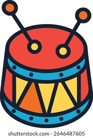 bateria crianças ícone de brinquedo doodle estilo vetor arte ilustração.