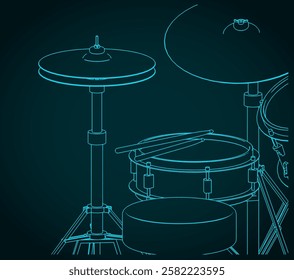 Drum kit close up illustration