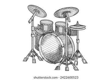 Drum Kit Schlagzeug Vektorsymbol Illustration.