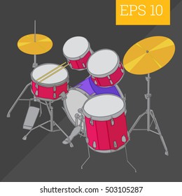 drum kit eps10 vector illustration. bass drum musical instrument