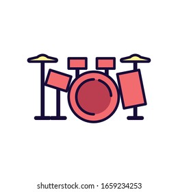 drum kit fill style icon design, Music sound melody song musical art and composition theme Vector illustration