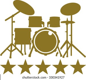 Drum Kit with five golden stars