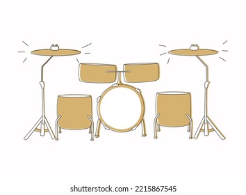 Drum kit. Drum game. Vector stock illustration. Icon. isolated. Flat style. Hand drawn. Music and holiday. Melody