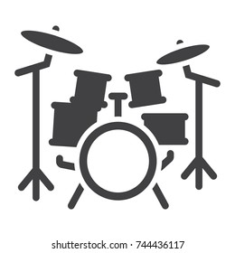 Drum kit glyph icon, music and instrument, beat sign vector graphics, a solid pattern on a white background, eps 10.