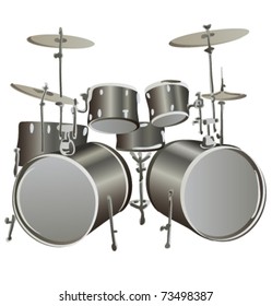 Drum Kit Grey Vector Illustration