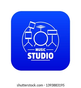Drum kit icon blue vector isolated on white background