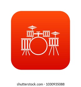 Drum kit icon digital red for any design isolated on white vector illustration