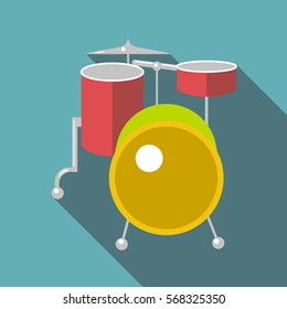 Drum kit icon. Flat illustration of drum kit vector icon for web design