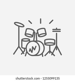 Drum kit icon line symbol. Isolated vector illustration of  icon sign concept for your web site mobile app logo UI design.