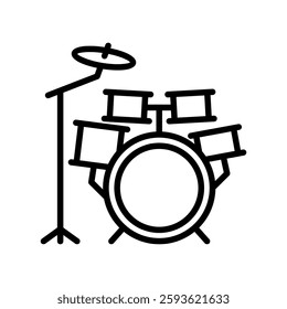 drum kit icon line vector design in trendy style