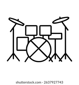 drum kit icon on white background vector
Vector line icon musical instruments