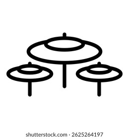 Drum kit icon. Outline drum kit vector icon for web design isolated on white background
