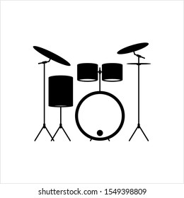 Drum Kit Icon, Drum Set, Trap Set Vector Art Illustration