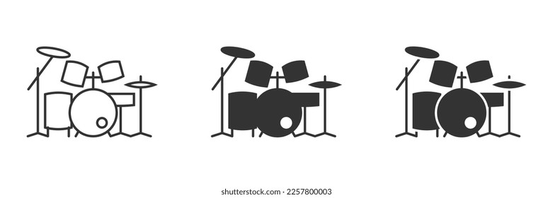 Drum kit icon set. Vector illustration.