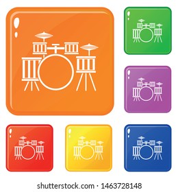 Drum kit icons set collection vector 6 color isolated on white background