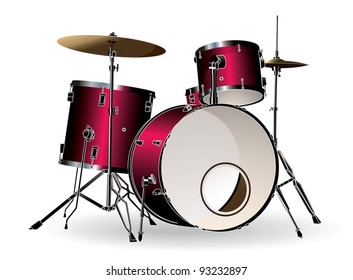 Drum kit isolated on white background.