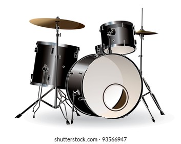 Drum kit isolated on white background.