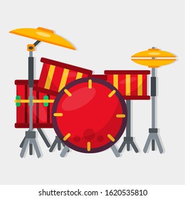 drum kit music instrument vector illustration in flat style