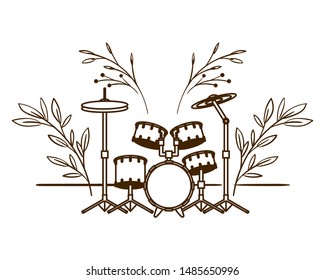 drum kit musical instrument on white background