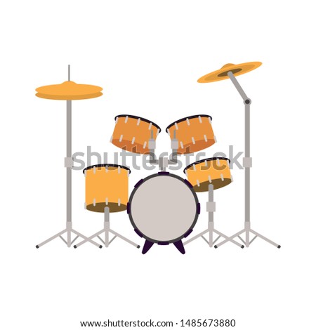 drum kit musical instrument on white background