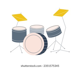 Drum kit. Musical instruments silhouette. Vector illustration.