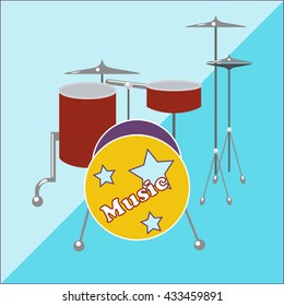 Drum kit on a two-tone background