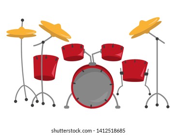 Drum kit on the white background. Vector illustration.