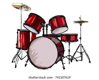 Drum kit on white background