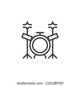 Drum kit outline icon. linear style sign for mobile concept and web design. Music drum set line vector icon. Symbol, logo illustration. Pixel perfect vector graphics