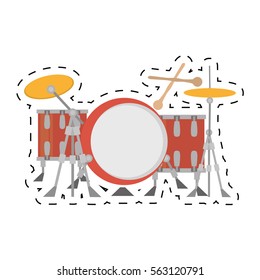 drum kit precussion musical dotted line vector illustration eps 10