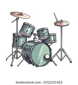 The drum kit the rhythm icon isolated