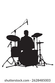 Drum kit for rock band on a white background