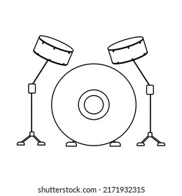 Drum kit semi flat color vector object. Musical percussion instrument. Full sized item on white. Rock music festival. Simple cartoon style illustration for web graphic design and animation