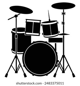 Drum Kit Set Silhouette Vektorillustration