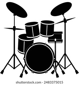 Drum Kit Set Silhouette Vektorillustration