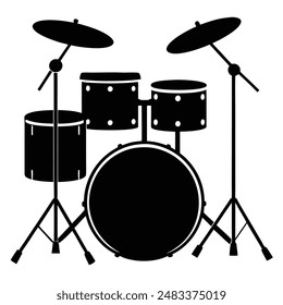 Drum Kit Set Silhouette Vektorillustration