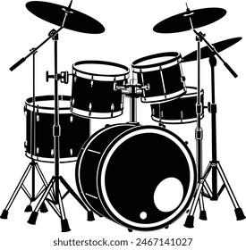 Drum Kit Silhouette Vektorillustration Design