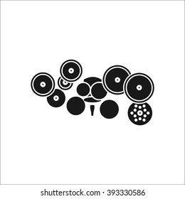 Drum kit simple icon on colorful white background