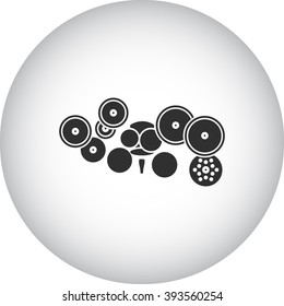 Drum kit simple icon on round  background