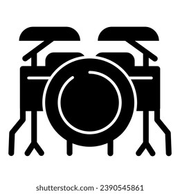 Drum kit solid icon. Drums vector illustration isolated on white. Musical percussion instrument glyph style design, designed for web and app. Eps 10