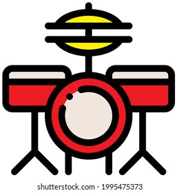 drum kit symbol On White Background Simple Vector Illustration