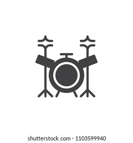 Drum kit vector icon. filled flat sign for mobile concept and web design. Music drum set solid icon. Symbol, logo illustration. Pixel perfect vector graphics