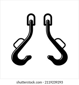Drum Lifting Hook Icon, Hoist Crane Drum Barrel Lifting Hook Vector Art Illustration