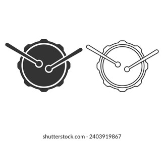 Drum line icon set  in flat style. Vector illustration