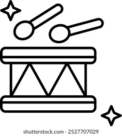 Design de ícone de vetor de linha de tambor
