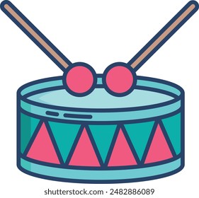Drum linear color illustration icon
