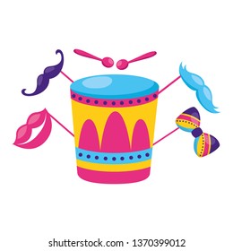 drum with lips mustache sticks